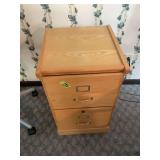Wooden Two-Drawer Filing Cabinet with Brass Pulls