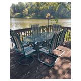 Metal Mesh Patio Dining Set with Table and Six Chairs