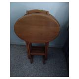 Wooden Folding TV Tray Table Set with Storage Stand