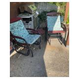 Metal Frame Double Glider Chair Set with Connecting Table and Cushions