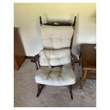 Wooden Rocking Chair with Upholstered Cushions