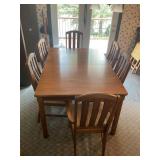 Wooden Dining Table with Six Matching Chairs