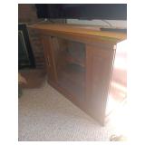 Oak Finish Entertainment Center Media Console with Glass Door and Media Storage Drawers