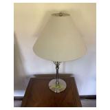 Matching Table Lamp and Floor Lamp Set with Brushed Metal Finish and Neutral Shades