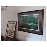 Framed Golf Course Print by Griff 1993 and Duck Print by Patrick J. Costetto 1978