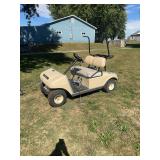 Club Car Electric Golf Cart with Beige Body and Serial Number A9843-708519