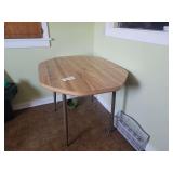 Drop-Leaf Dining Table with Wood Grain Finish and Metal Legs