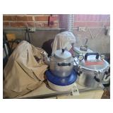 Kitchen Lot Including All American Pressure Canner, KitchenAid Stand Mixer, Kettle, and Food Preparation Accessories