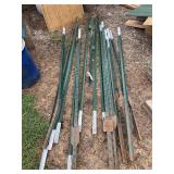 Assorted Green and White Metal T-Posts for Fencing