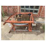Red Painted Metal Store Display Rack with Rolling Casters and Galvanized Pan
