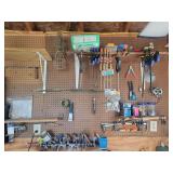 Assorted Workbench Hardware, Tools, and Storage Containers