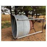 Galvanized Metal Feed Hopper on Metal Frame Stand
