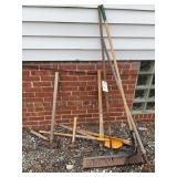 Assorted Long-Handled Garden and Construction Tools Lot