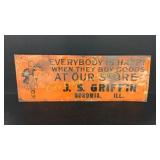 Metal Sign From Nokomis ILL J. S. Griffin Store