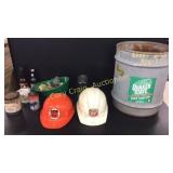 Motor Oil Bucket With Advertising, Hard Hats,