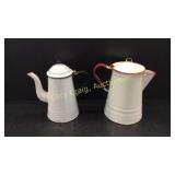 Small Enamelware White and Red & White and Black