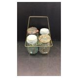 Milk Bottle Carrier With 2 Ball Jars, 2 Snap Lid