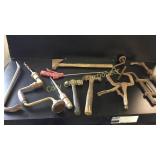 Misc tools, log tongs, and wash tub