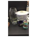 Salad spinner, vase, plates, bowls, puzzle, box