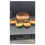 2 pulleys, wooden salad bowl set, cast iron s