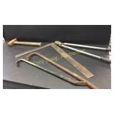 2 crow bars, clippers, level, mallet