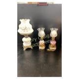 2 Pink Lamps 1 Hurricane Lamp