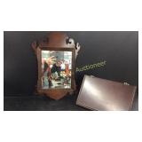 Mirror, wall shelf, heart wreath and misc bags