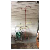 Double shepherd hook, spray nozzle, and hose reel