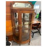 Walnut Cairo Cabinet With Mirror Back Wood Shelves