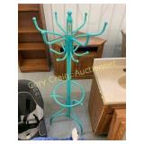 Blue Hat and Coat Rack Metal
