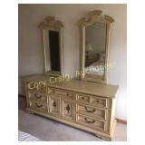 Stanley Oak Dresser w/ twin mirrors,