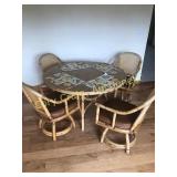 Rattan Dinette Set, 48" round table &