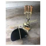 Fireplace tools & log rack. (Sherman)