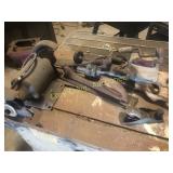 Older bench grinder & antique tools,