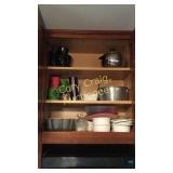 2 Cabinets Corning Ware; plasticware and bakeware