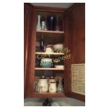 Cabinet of vases, canister set, baking dishes,