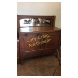 Antique oak dining server cabinet with mirror 4