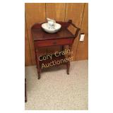 Cherry antique wash stand with pitcher and bowl
