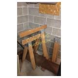 2 saw horses, flag, 2 fans, book shelf 24"X10"X44"