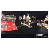 Assorted candles, Decorative ribbons, tissue