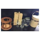 Ice Bucket, Cookie Jar, 4 Wine Glasses