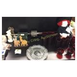 Red Glass Ware, Doll, Elphants, Etc
