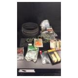 Screws, steel stick, heat shrink tube, lumber