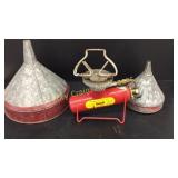 Propane gas cook stove & 2 funnels