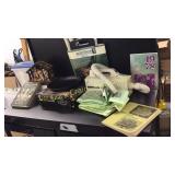 Oreck XL and bags, oven pancake pan, Nativity