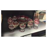 Punch bowl with 10 cups, bowl of potpourri,