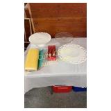 (3) Cake Plates Place Matts, Christmas Candles