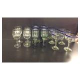 Clear glass margarita glasses, wine glasses