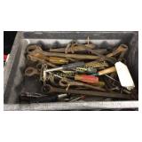 Assortment of tools, electric hand drill, propane
