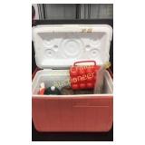 Coleman Cooler With Camping Gear, Bed and Bath